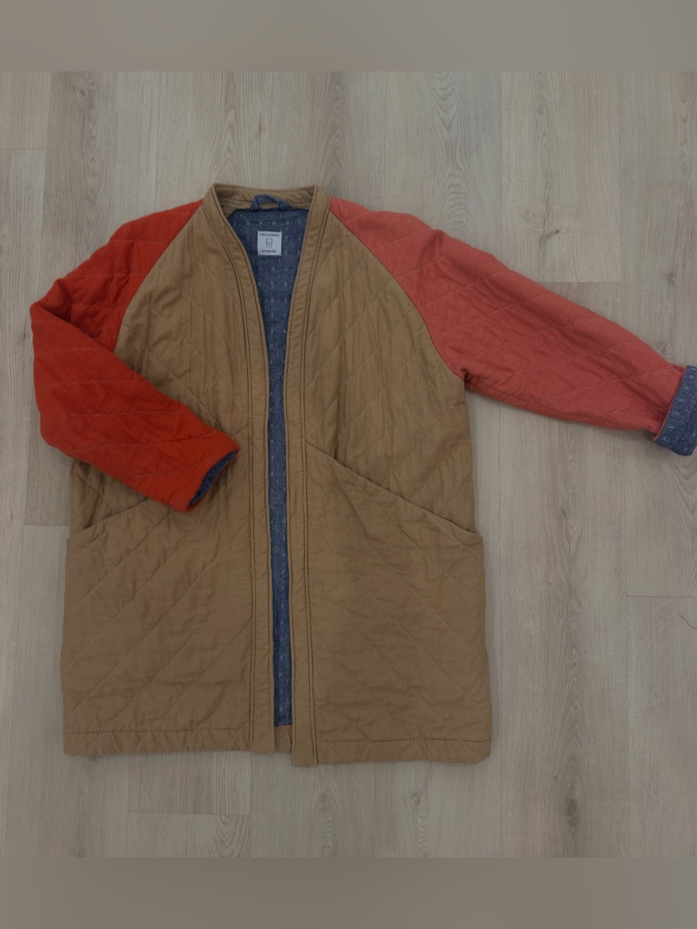 Vacilando Studios South Quilt Coat Linen Patchwork Jacket Size L - Picture 6 of 12